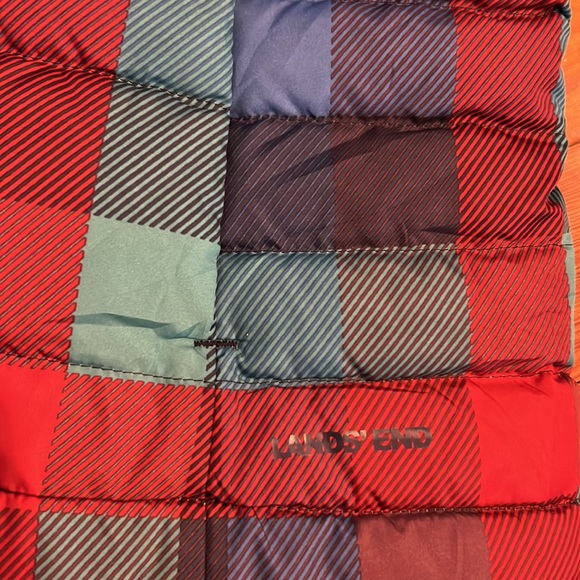 🌸New Land’s End Down Vest 600 Puffer Responsible Down Size Medium Plaid - Picture 5 of 8